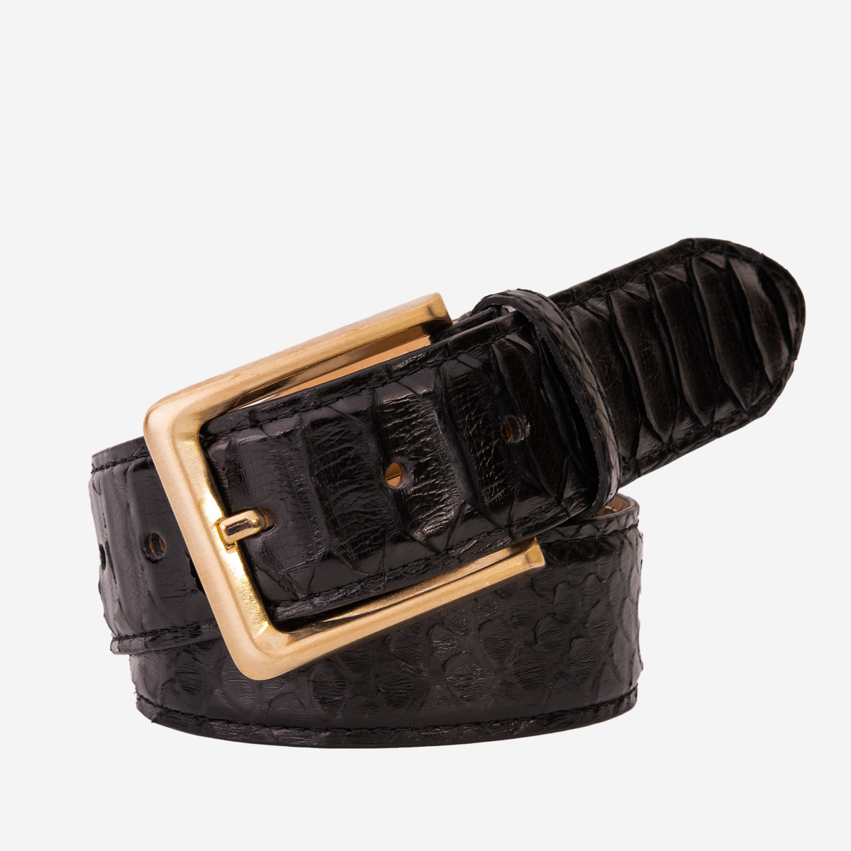 The Bethesda Black pythn Sneak Leather Belt - Vinci Leather