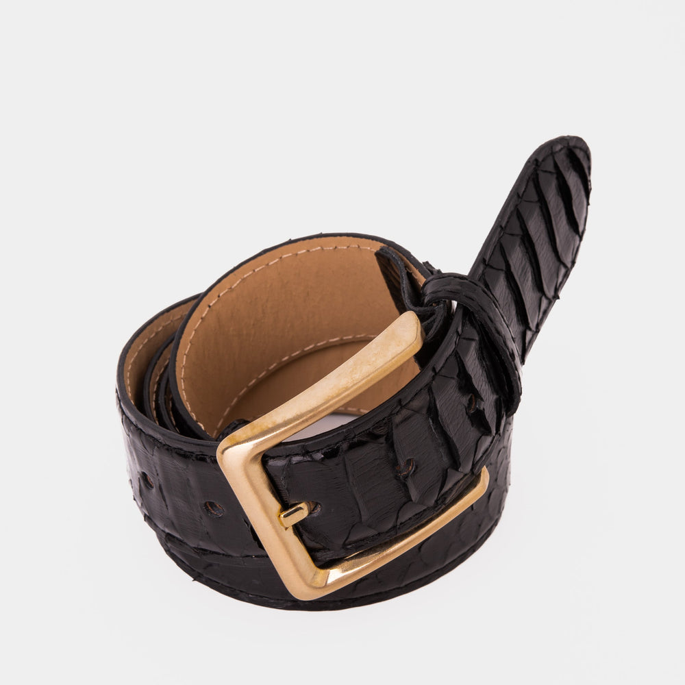 The Bethesda Black pythn Sneak Leather Belt - Vinci Leather