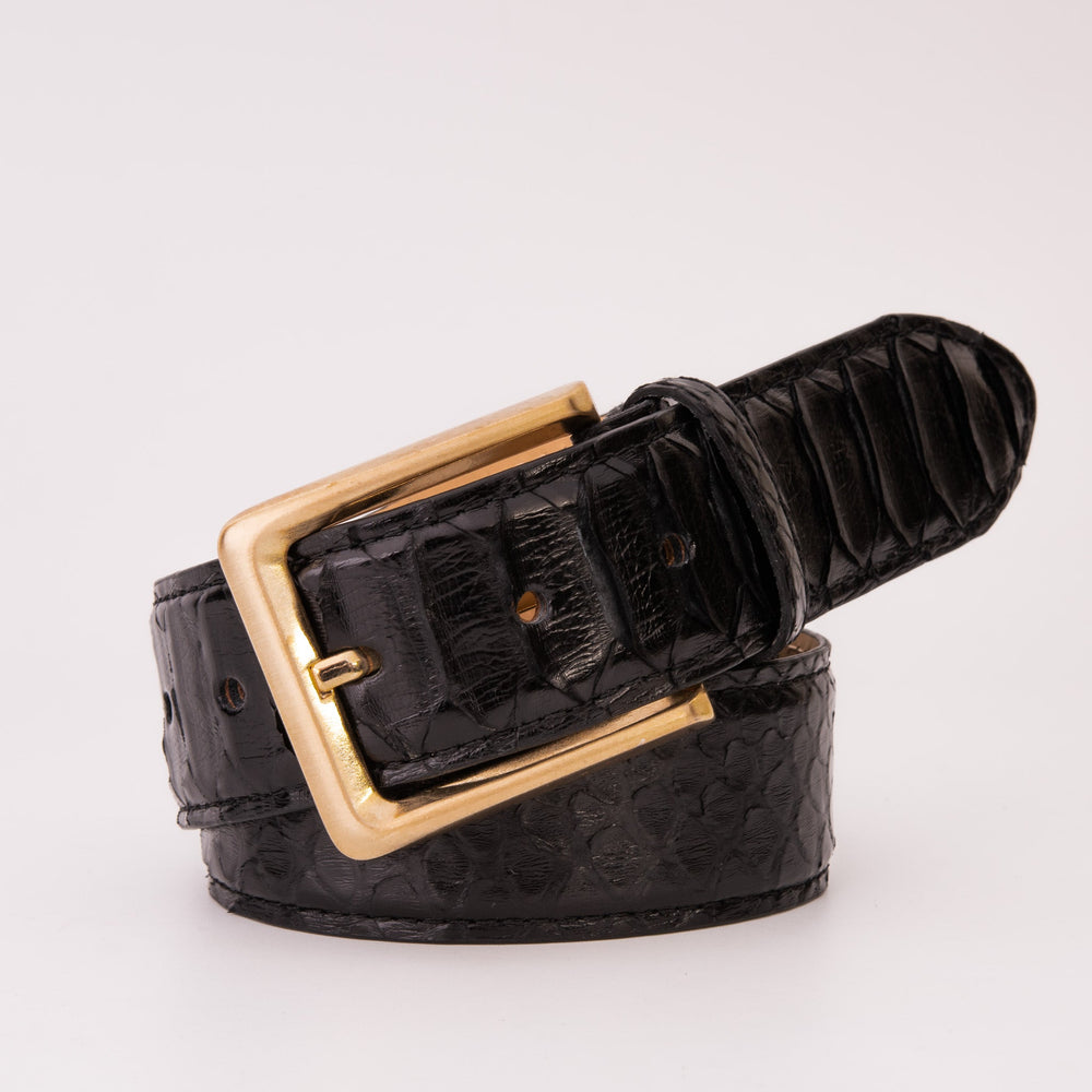 The Bethesda Black pythn Sneak Leather Belt - Vinci Leather