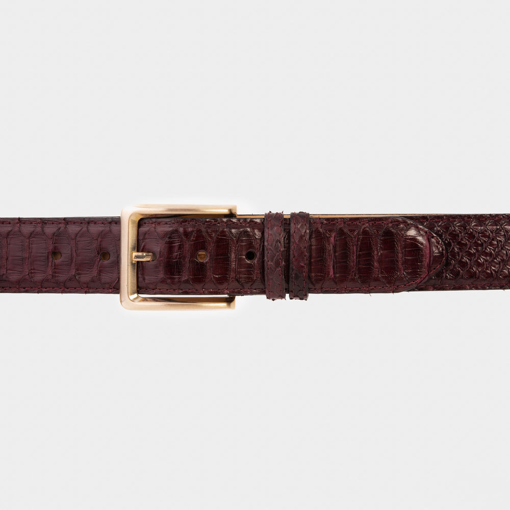 The Bethesda Burgundy pythn Sneak Leather Belt - Vinci Leather