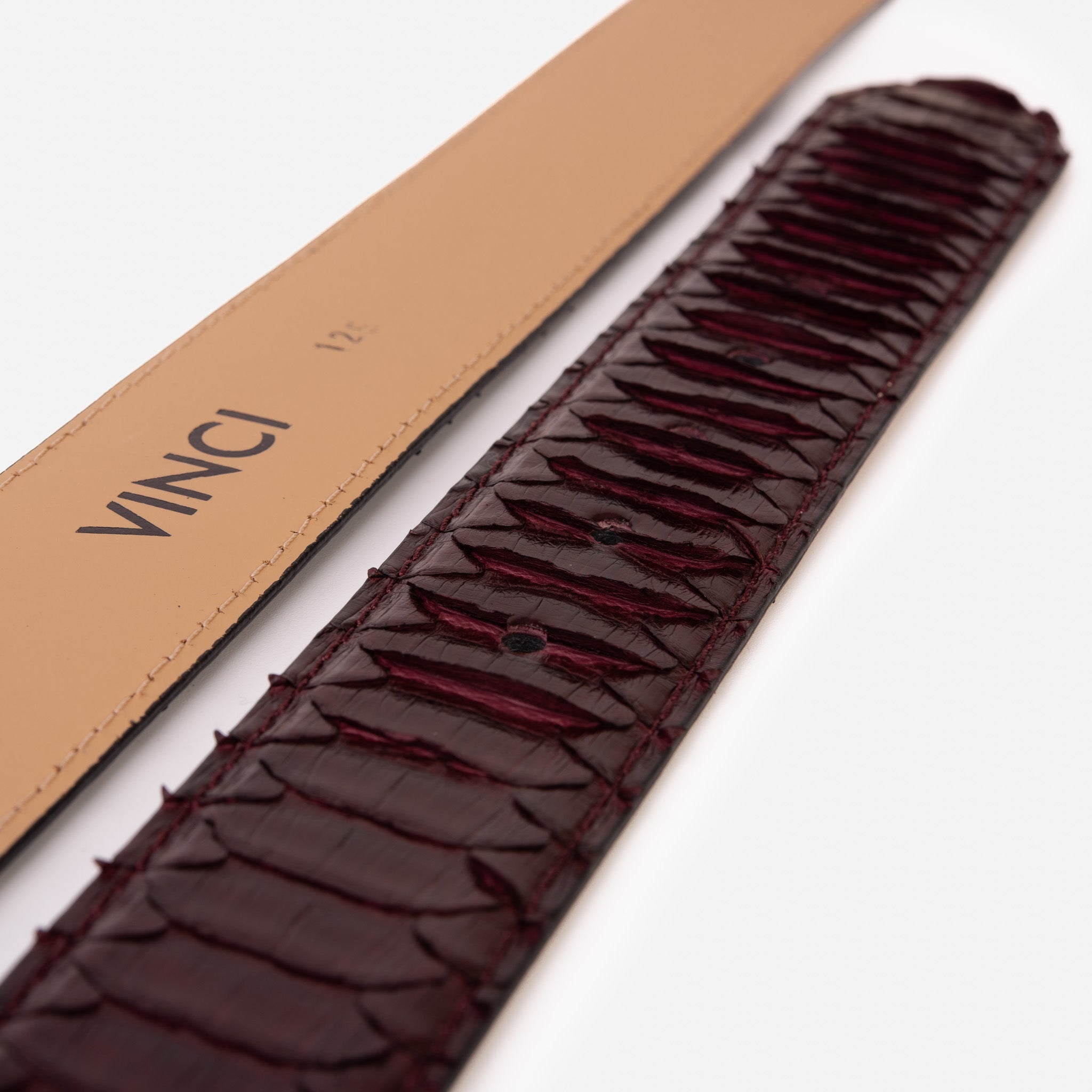 The Bethesda Burgundy pythn Sneak Leather Belt - Vinci Leather