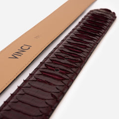 The Bethesda Burgundy pythn Sneak Leather Belt - Vinci Leather