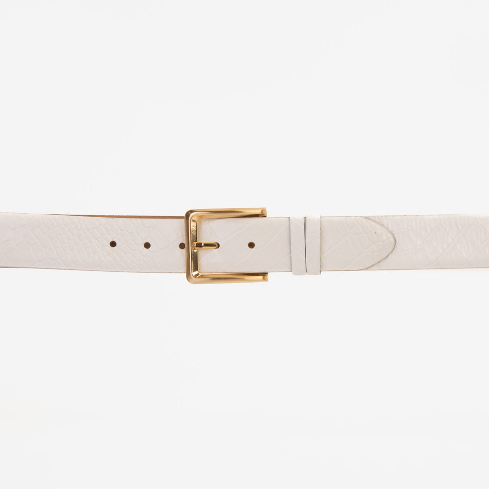 The Monaco White Leather Belt - Vinci Leather