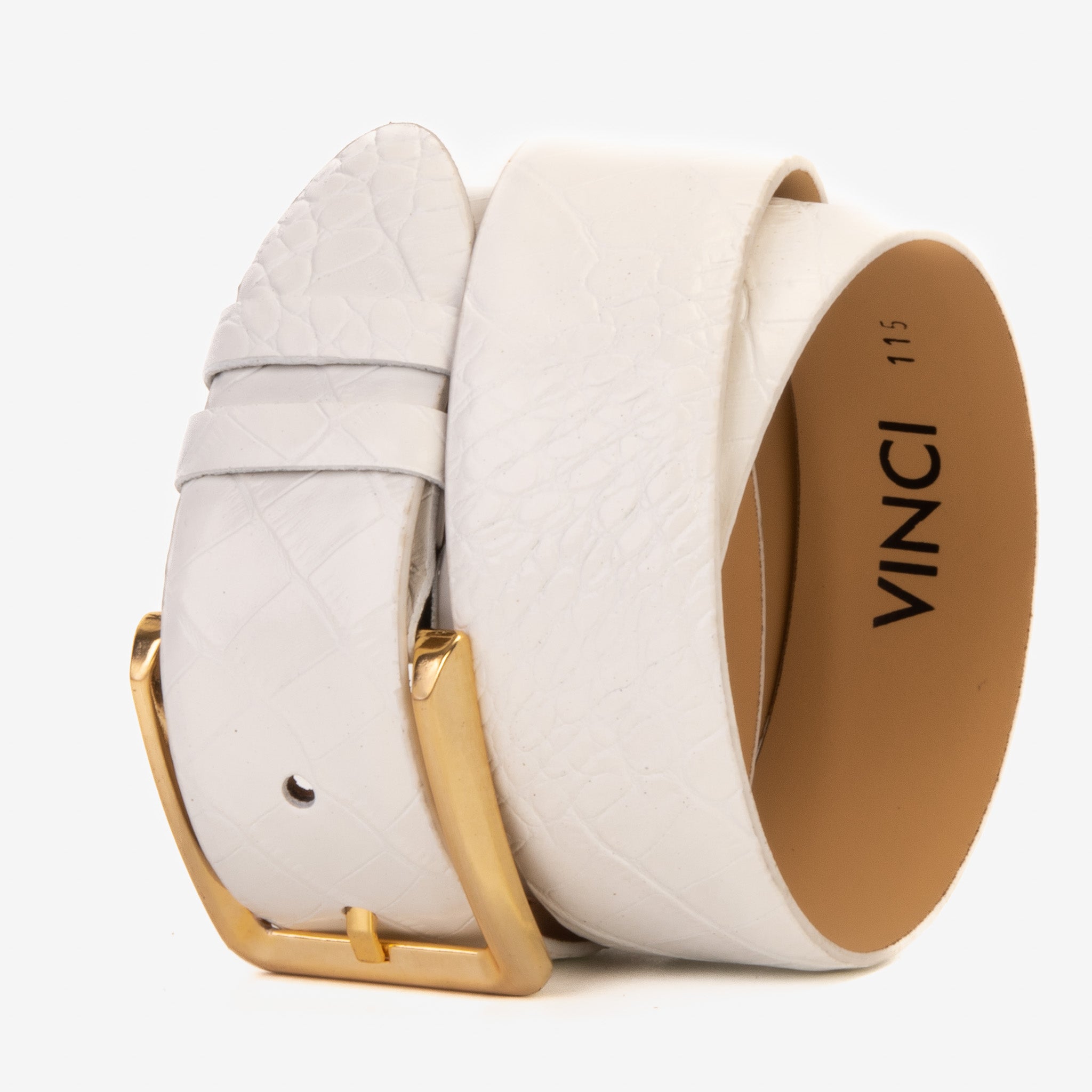 The Monaco White Leather Belt - Vinci Leather