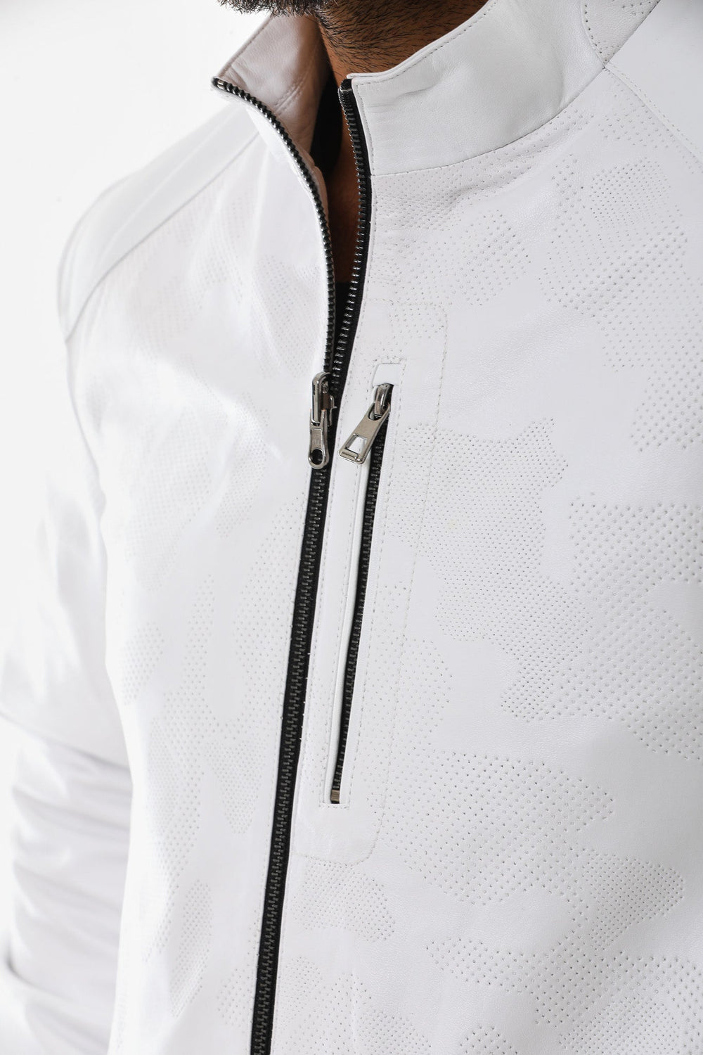 The Como Reversible White Black Leather Bomber Jacket - Vinci Leather