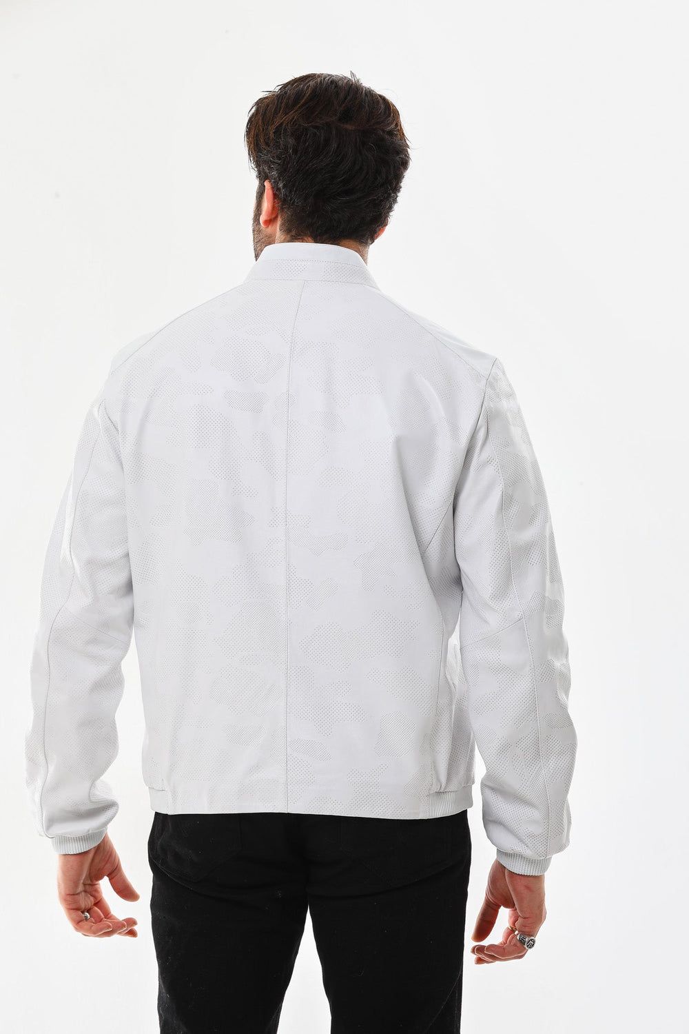 The Como Reversible White Black Leather Bomber Jacket - Vinci Leather