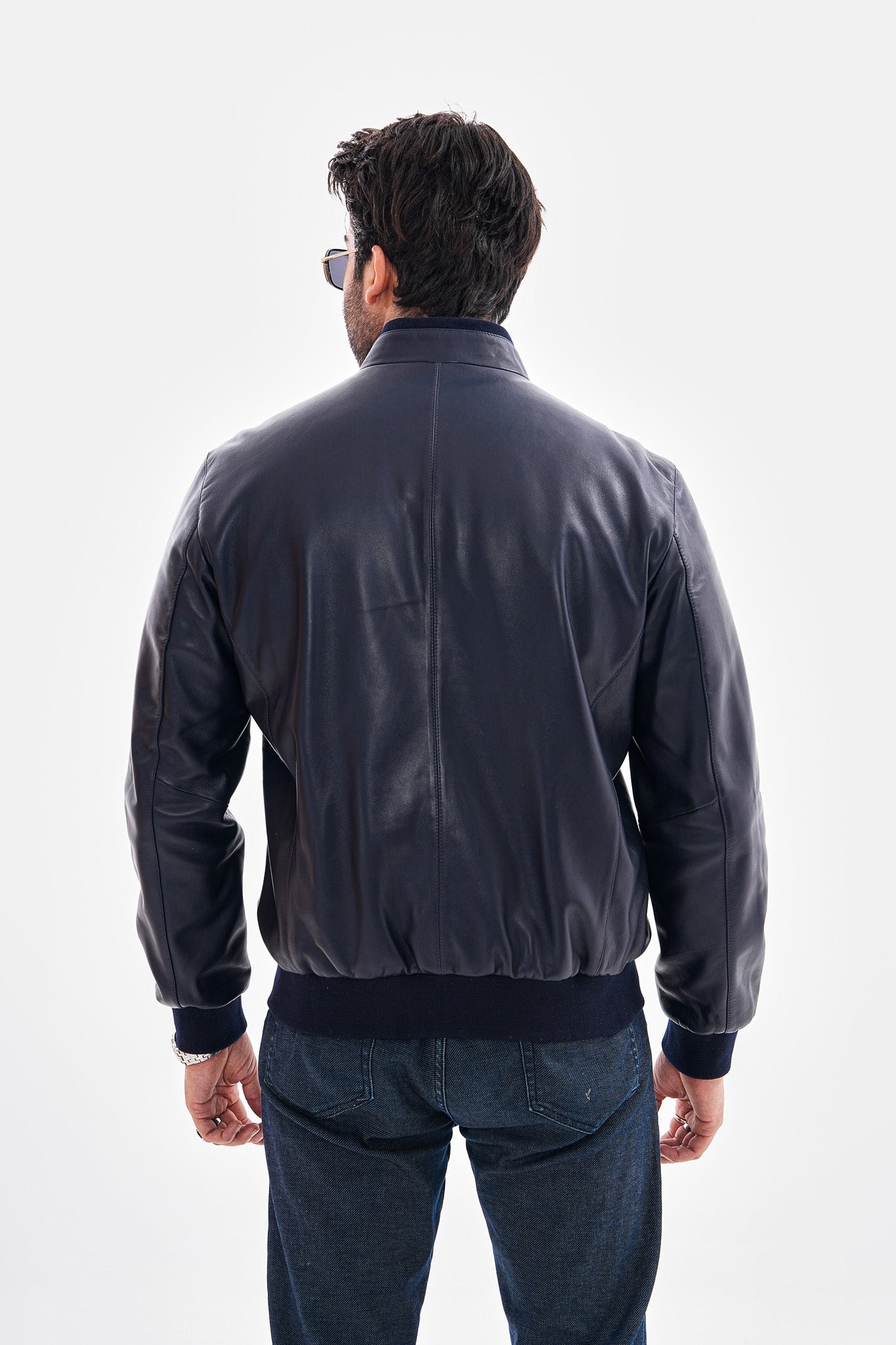 The Ardent Lambskin Leather Jacket – Navy Blue - Vinci Leather