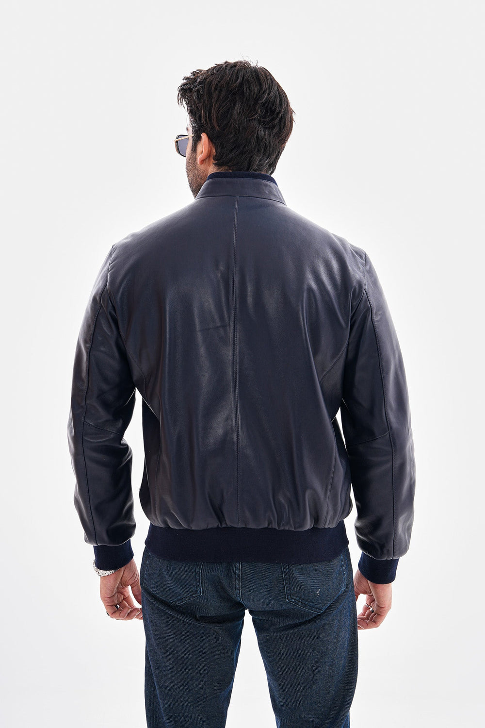 The Ardent Lambskin Leather Jacket – Navy Blue - Vinci Leather