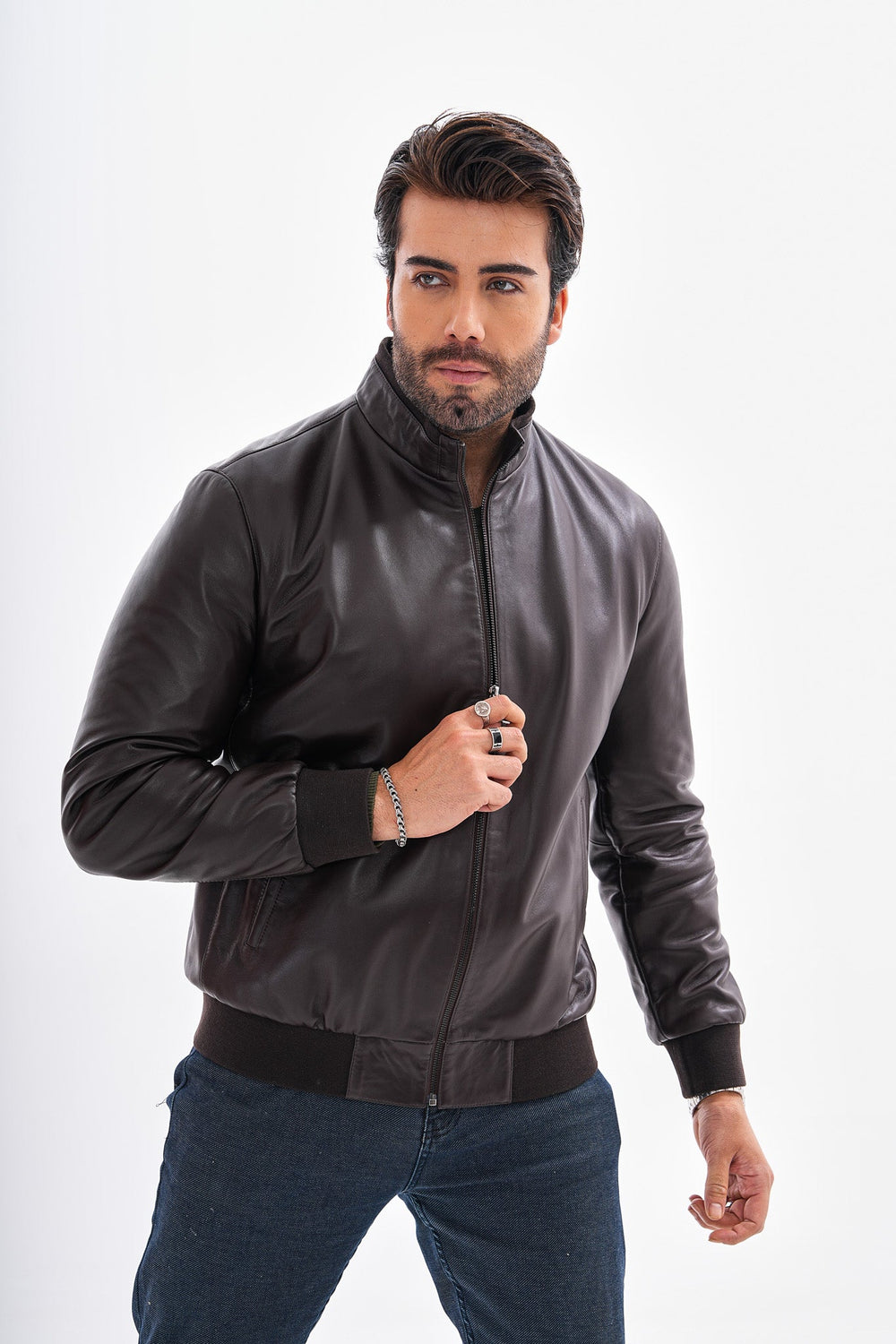 The Ardent Dark Brown Lambskin Leather Jacket - Vinci Leather