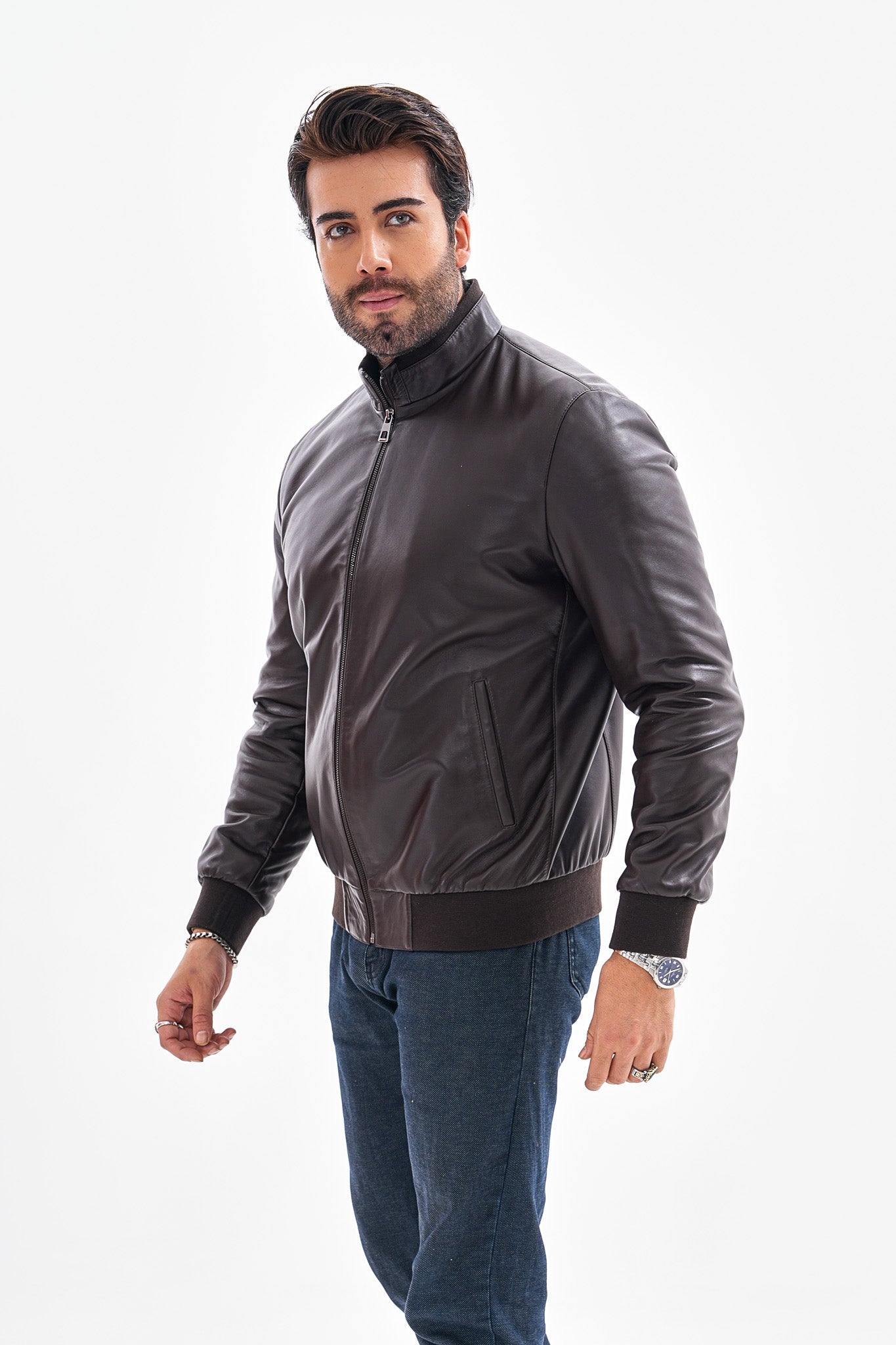 The Ardent Dark Brown Lambskin Leather Jacket - Vinci Leather
