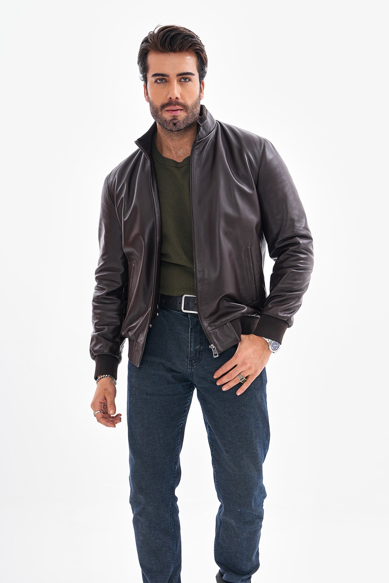 The Ardent Dark Brown Lambskin Leather Jacket - Vinci Leather