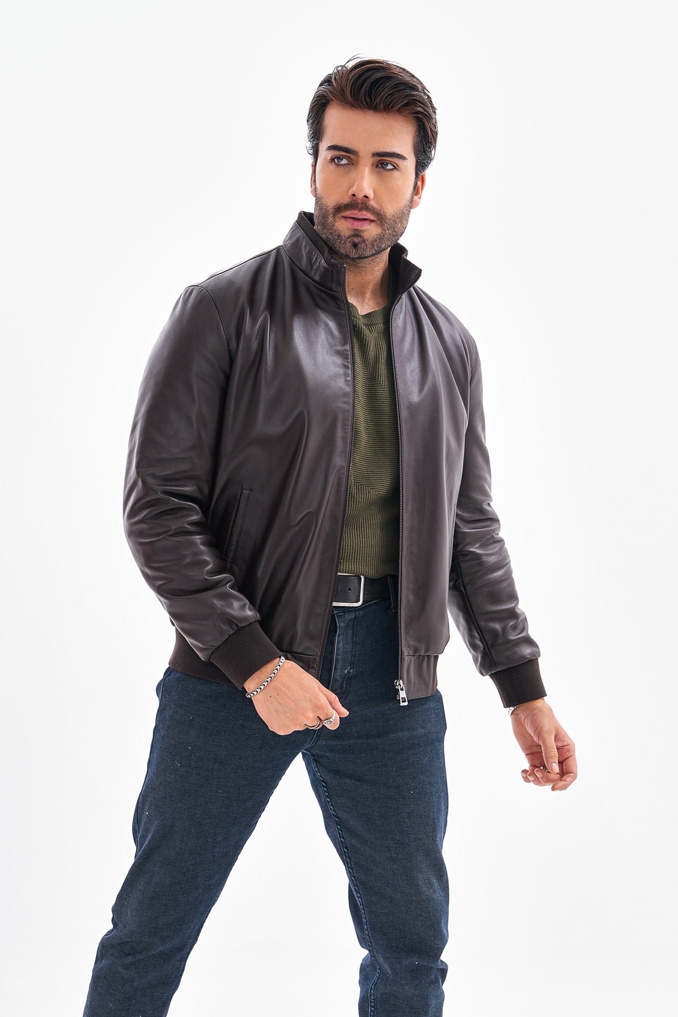 The Ardent Dark Brown Lambskin Leather Jacket - Vinci Leather