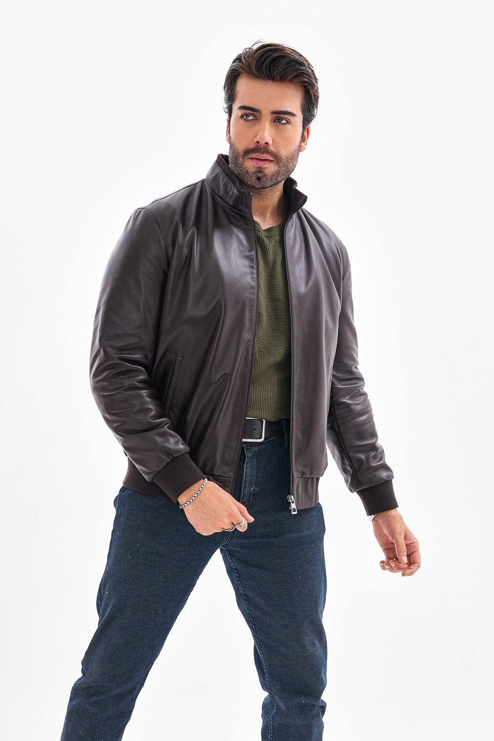 The Ardent Dark Brown Lambskin Leather Jacket - Vinci Leather
