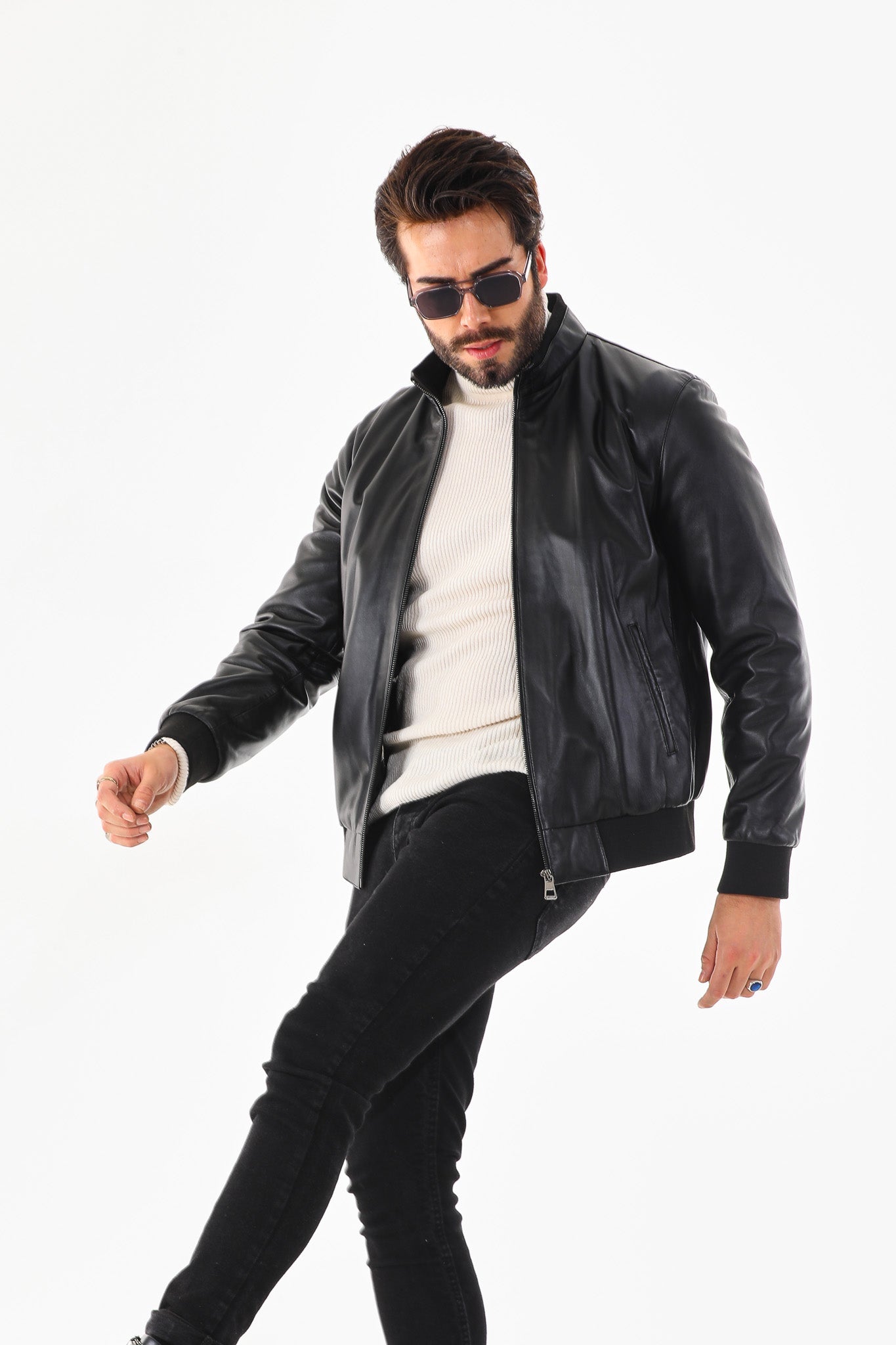 Monza Vintage Black Lambskin Leather Jacket - Vinci Leather