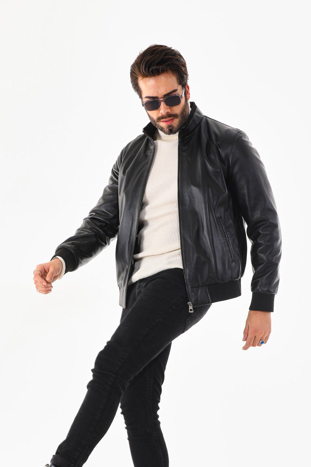 Monza Vintage Black Lambskin Leather Jacket - Vinci Leather