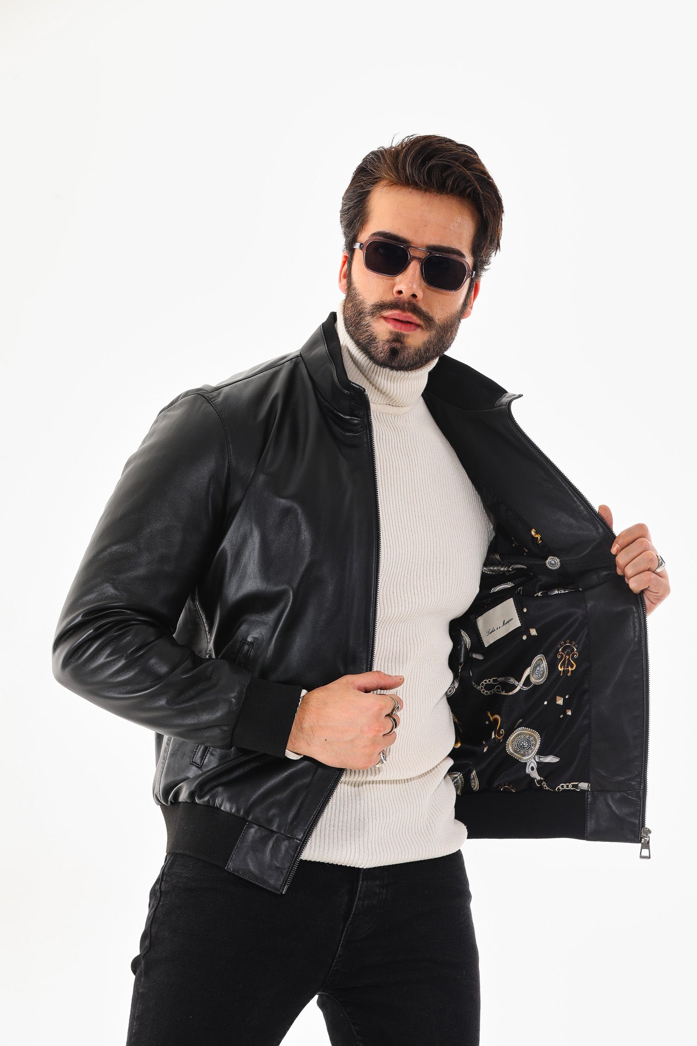 Monza Vintage Black Lambskin Leather Jacket - Vinci Leather