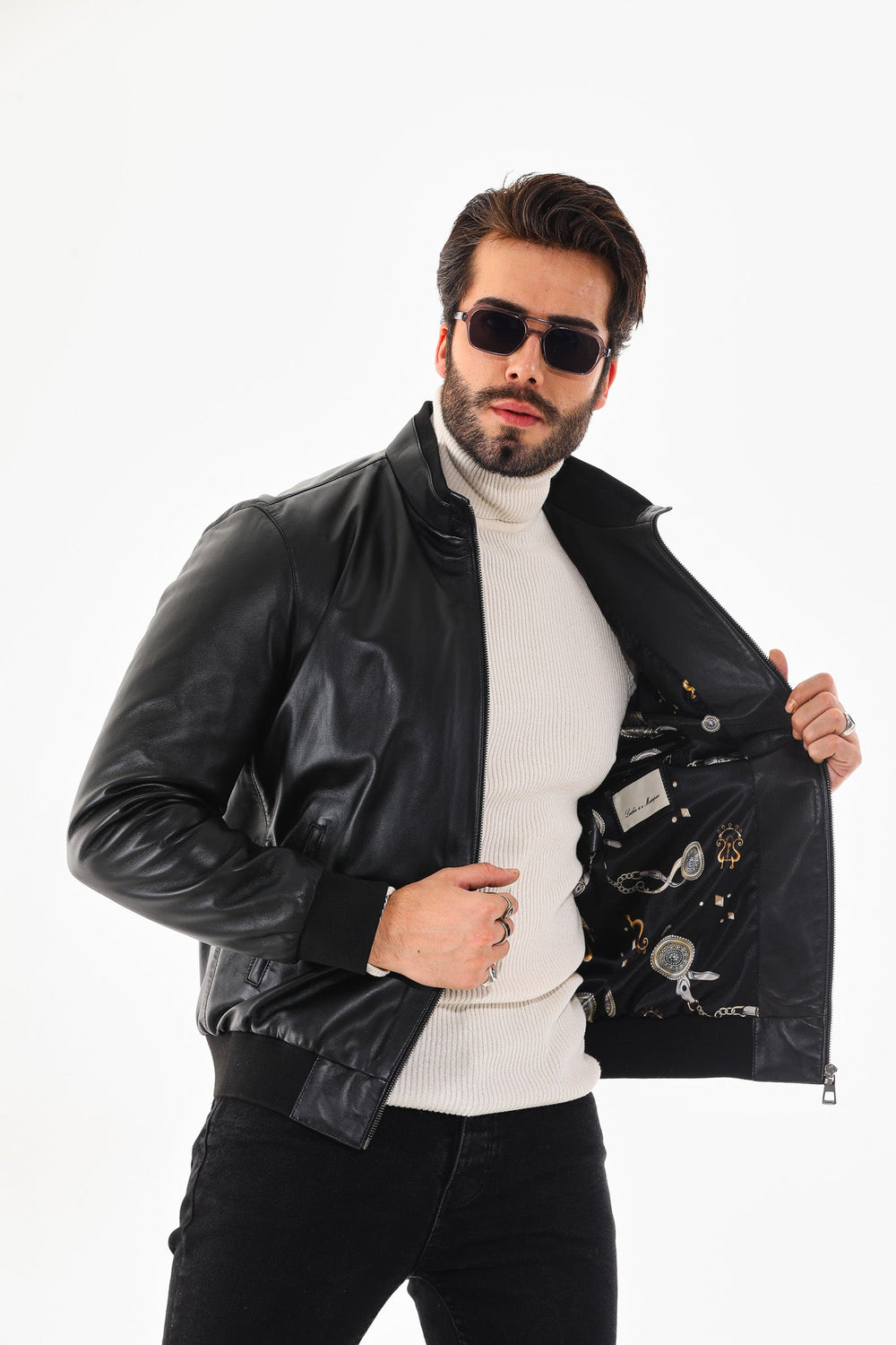 Monza Vintage Black Lambskin Leather Jacket - Vinci Leather