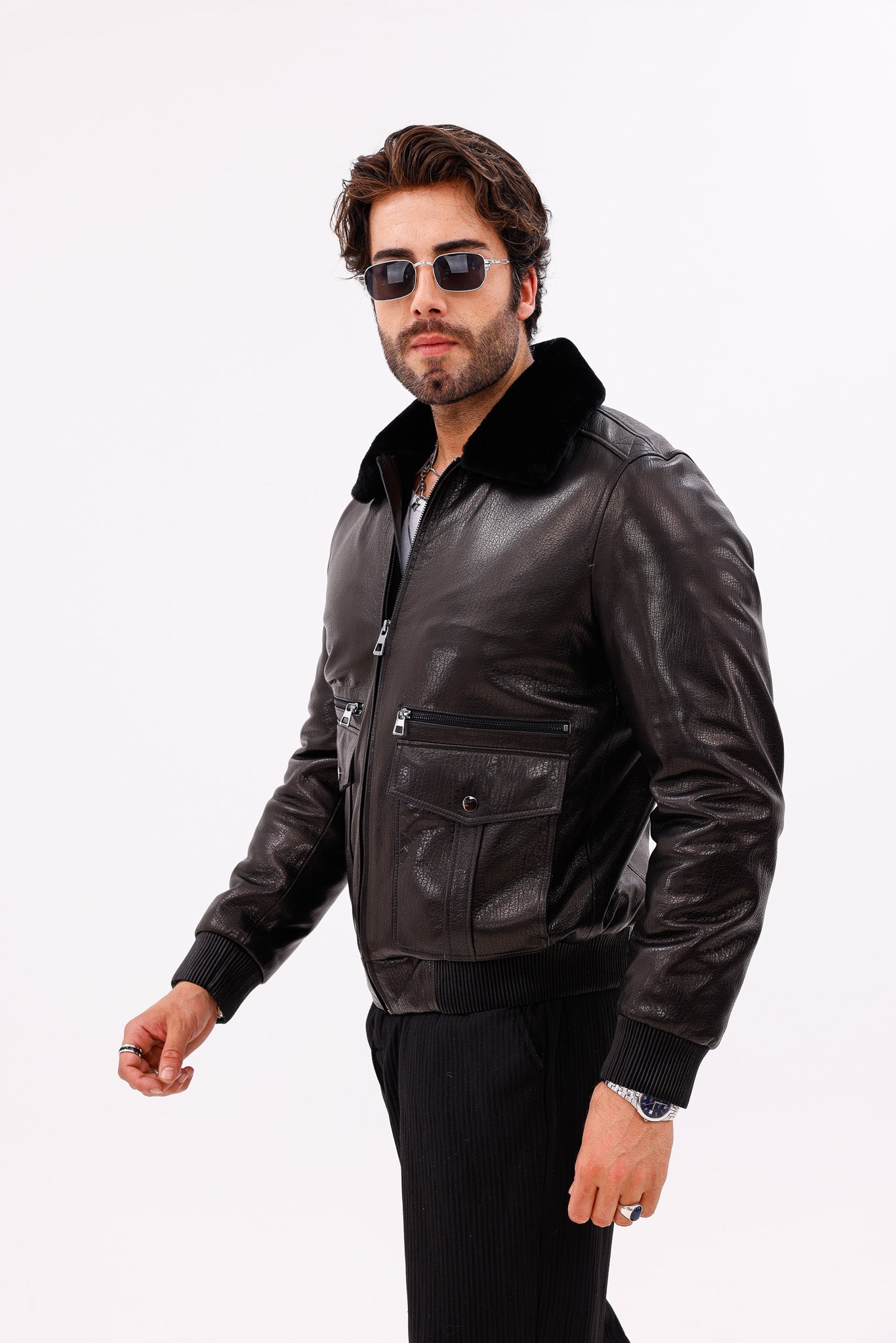 The Ardent Black Lambskin Leather Jacket - Vinci Leather
