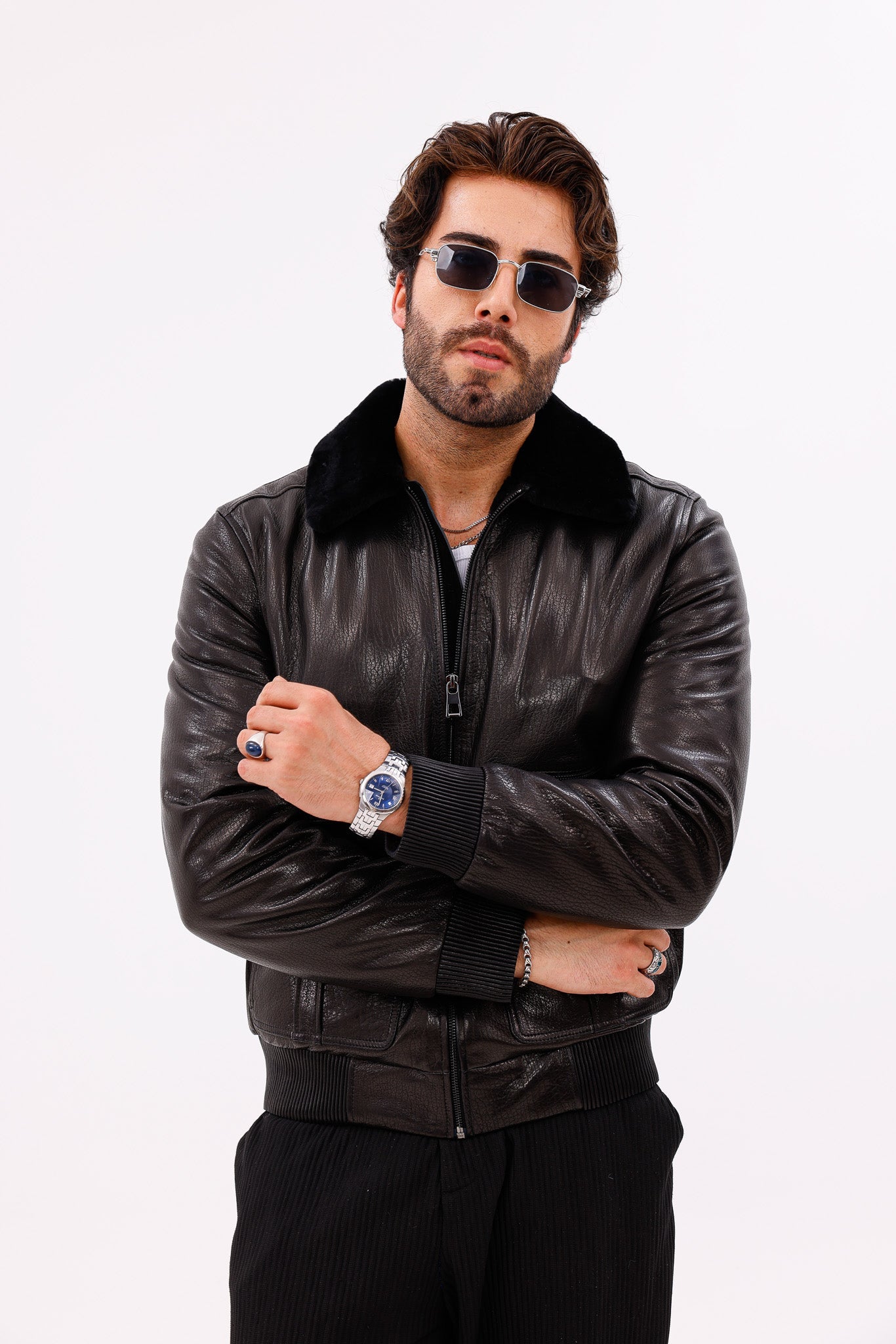 The Ardent Black Lambskin Leather Jacket - Vinci Leather