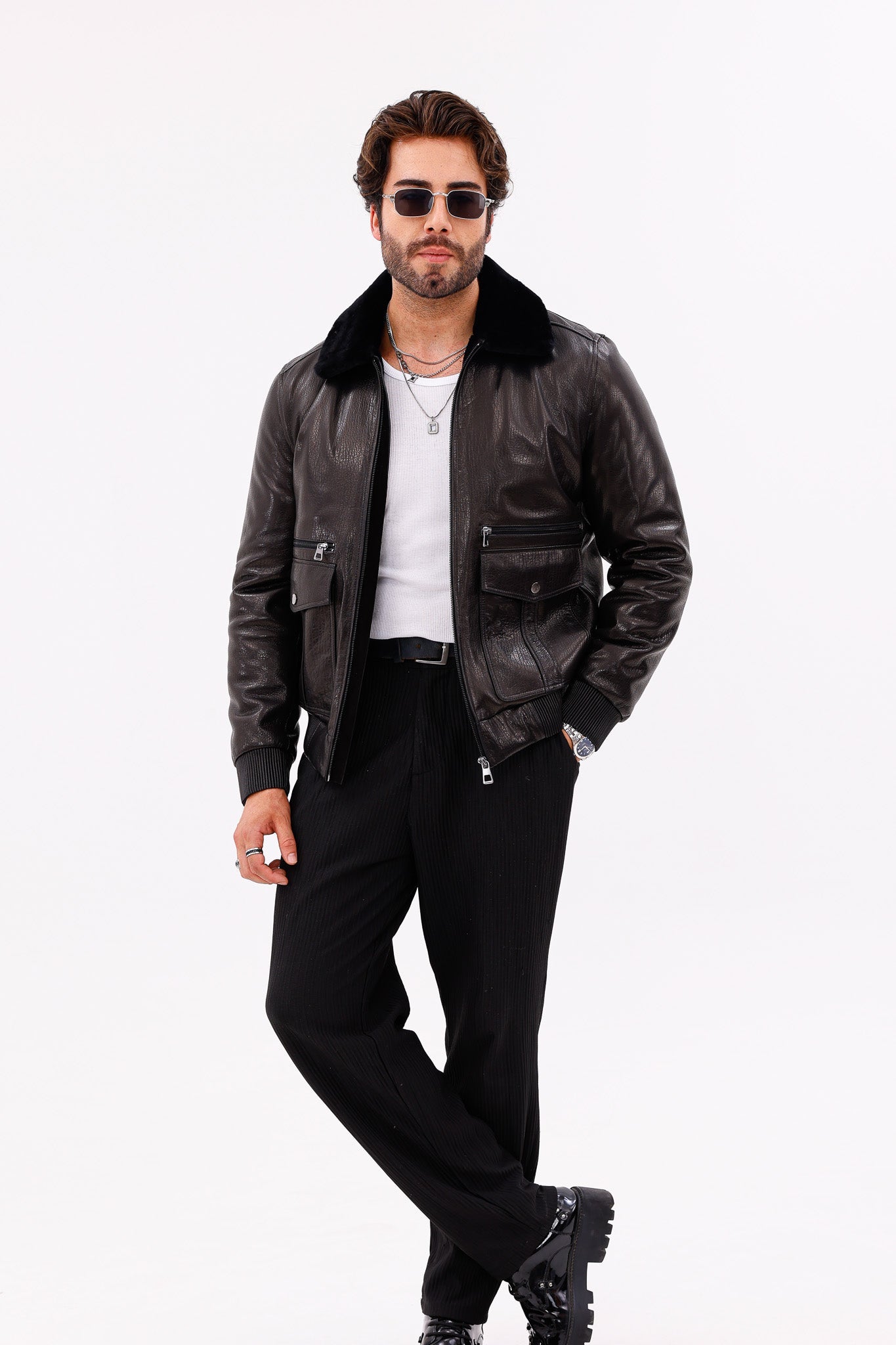 The Ardent Black Lambskin Leather Jacket - Vinci Leather