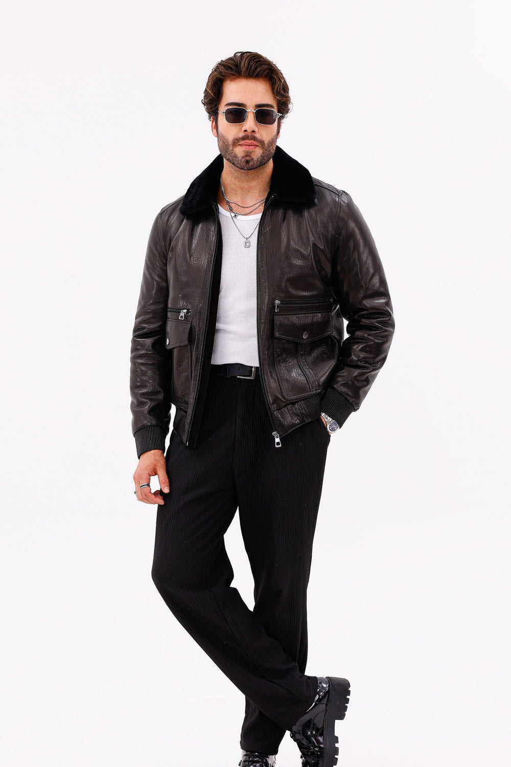 The Ardent Black Lambskin Leather Jacket - Vinci Leather