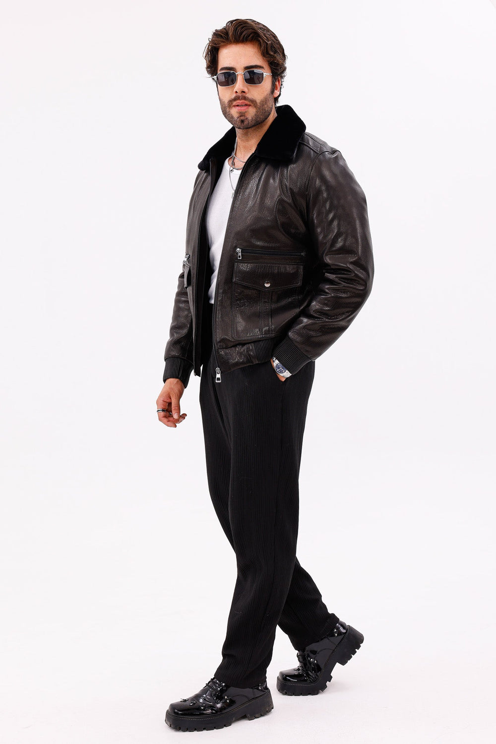 The Ardent Black Lambskin Leather Jacket - Vinci Leather