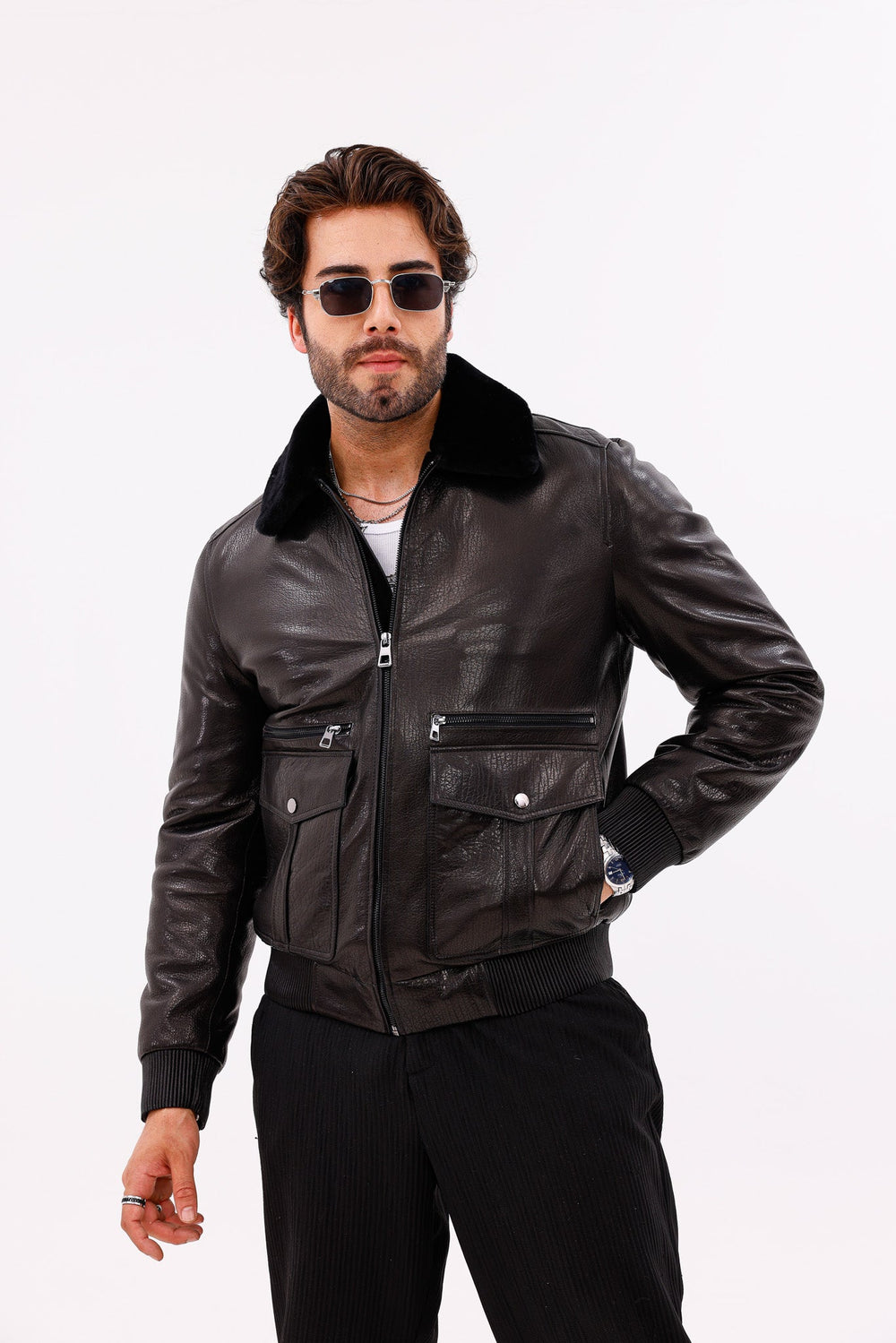 The Ardent Black Lambskin Leather Jacket - Vinci Leather