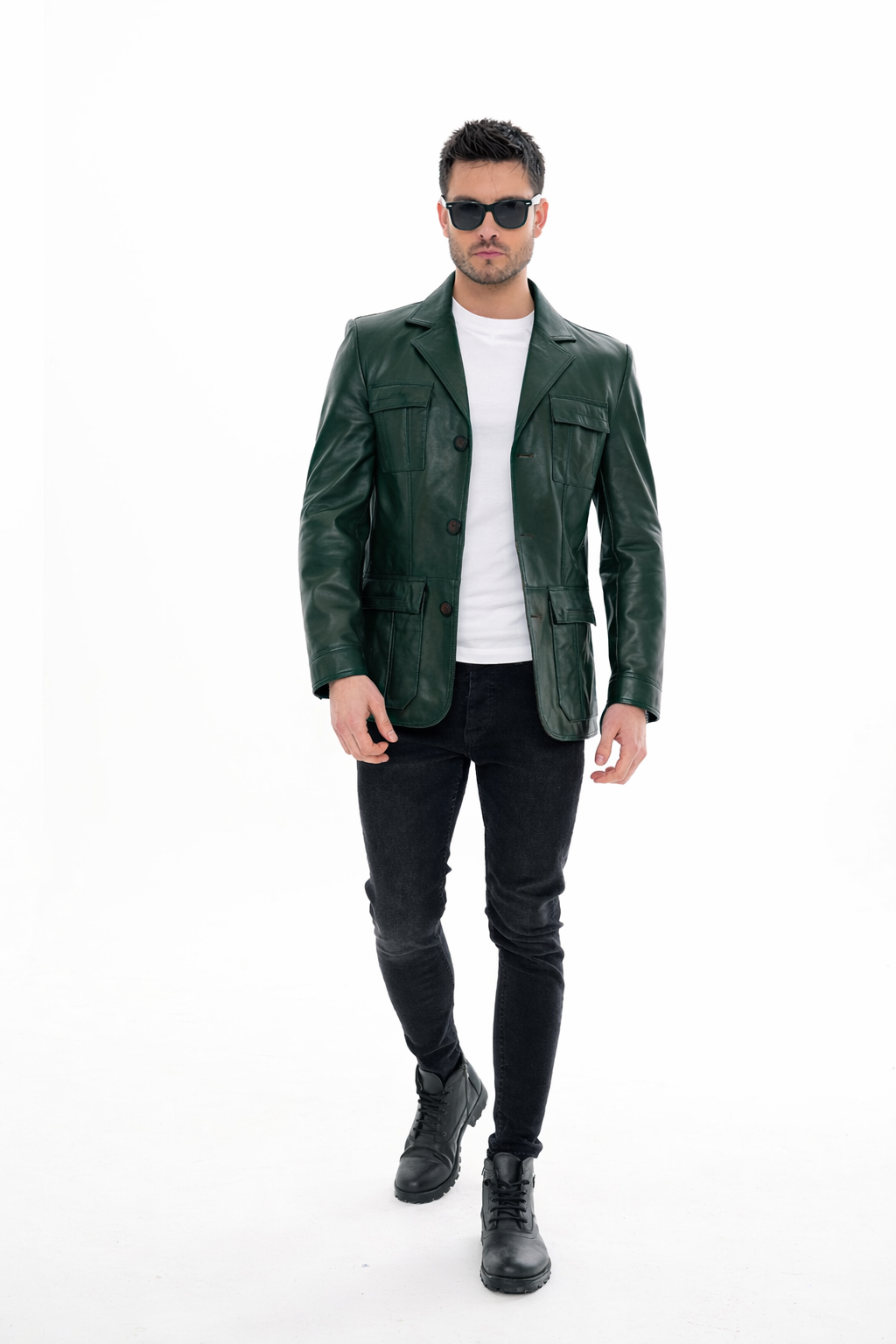 The Ravenna Green  Leather Jacket - Vinci Leather