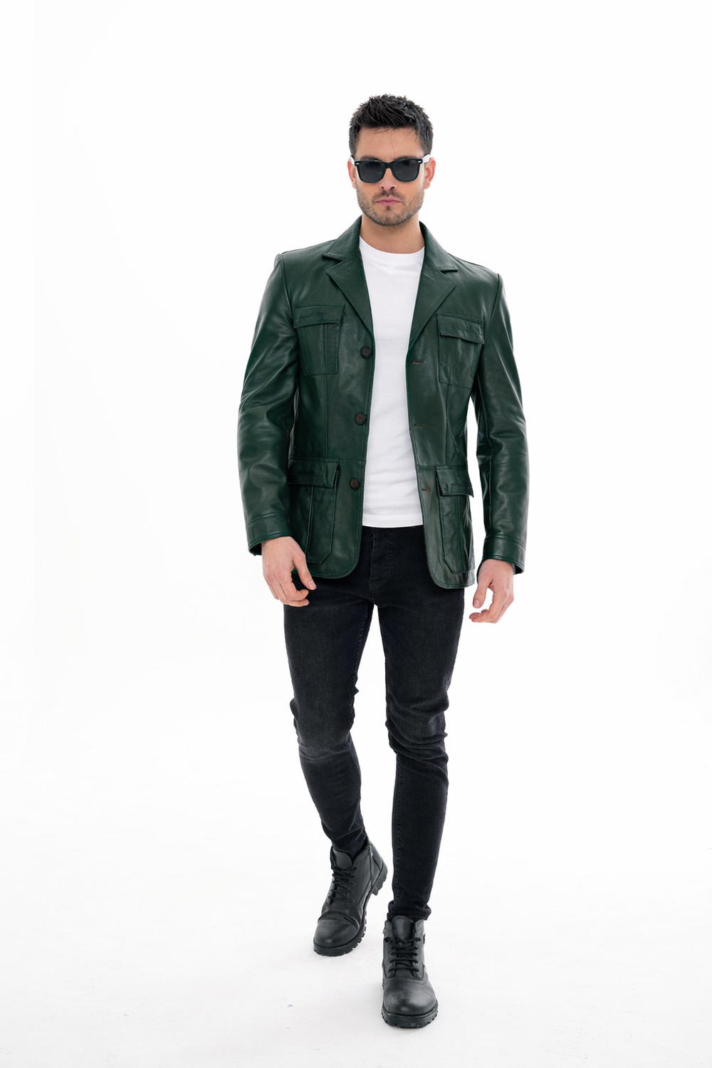 The Ravenna Green  Leather Jacket - Vinci Leather