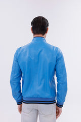 Monza Blue Lambskin Leather Jacket - Vinci Leather