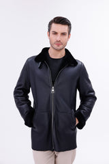The Treviso Black Shearling Jacket - Vinci Leather