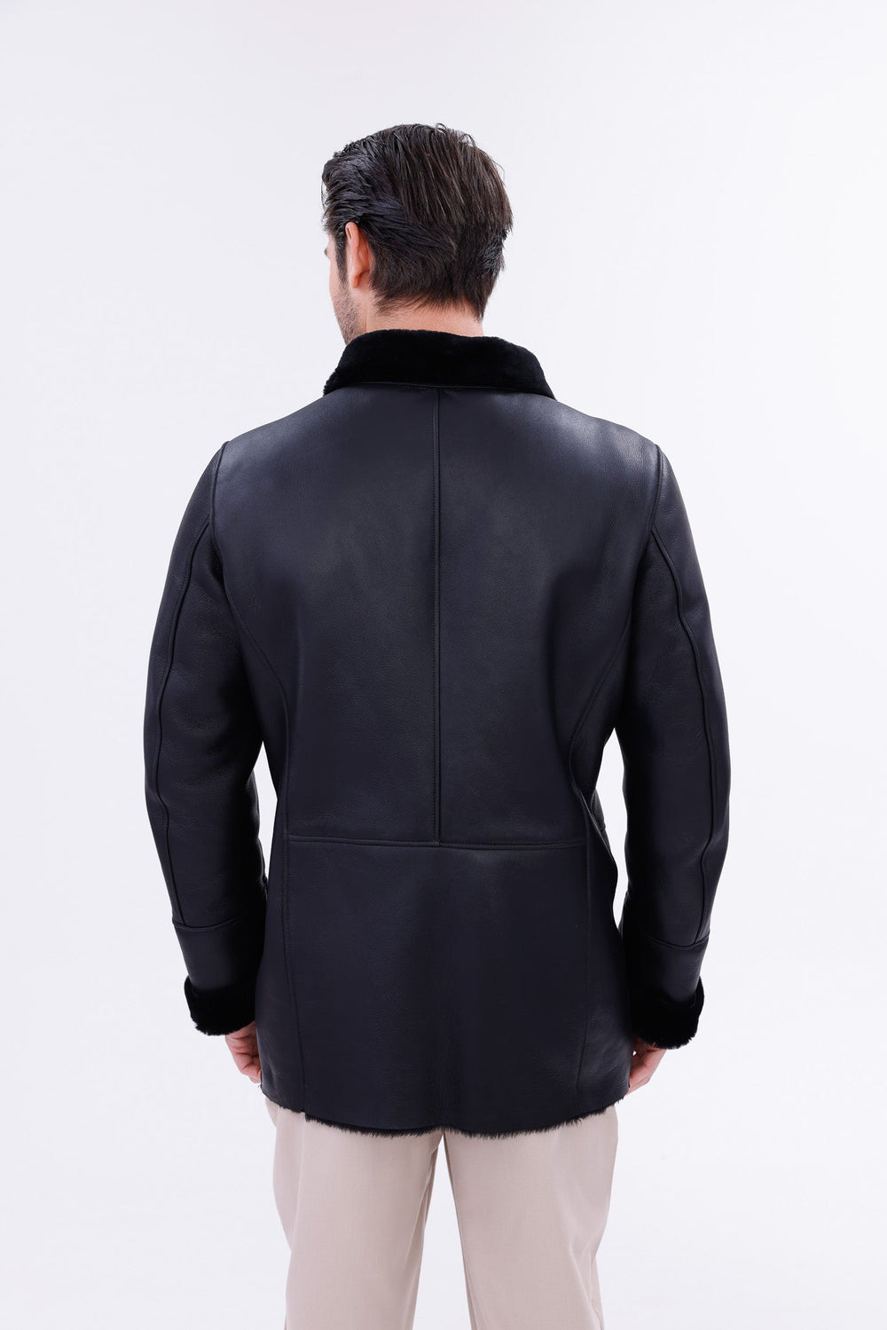 The Treviso Black Shearling Jacket - Vinci Leather