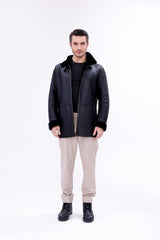 The Treviso Black Shearling Jacket - Vinci Leather