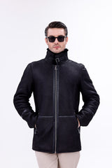 The Varese Black Shearling Jacket - Vinci Leather