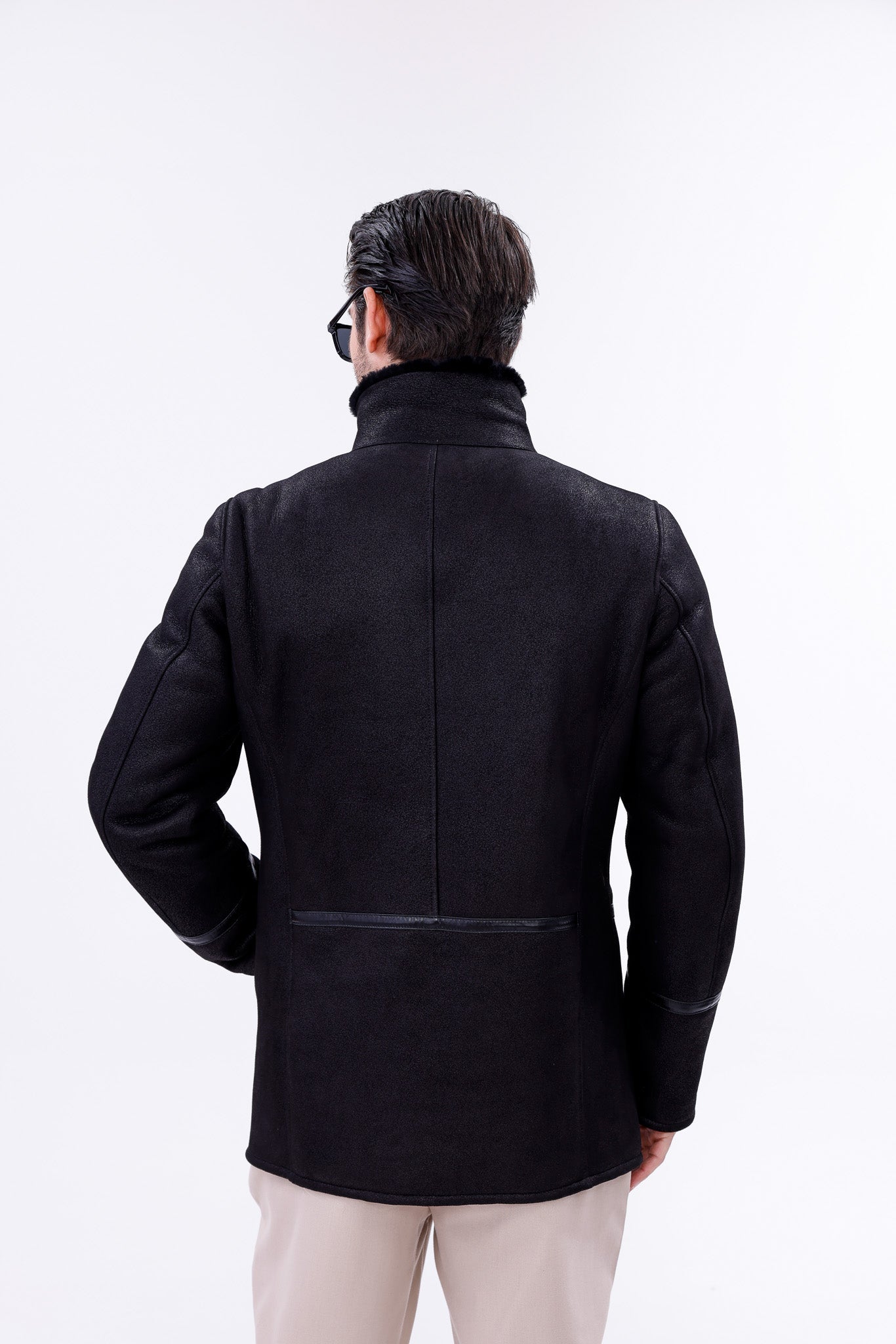 The Varese Black Shearling Jacket - Vinci Leather
