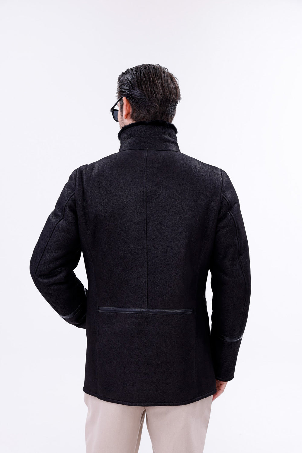 The Varese Black Shearling Jacket - Vinci Leather