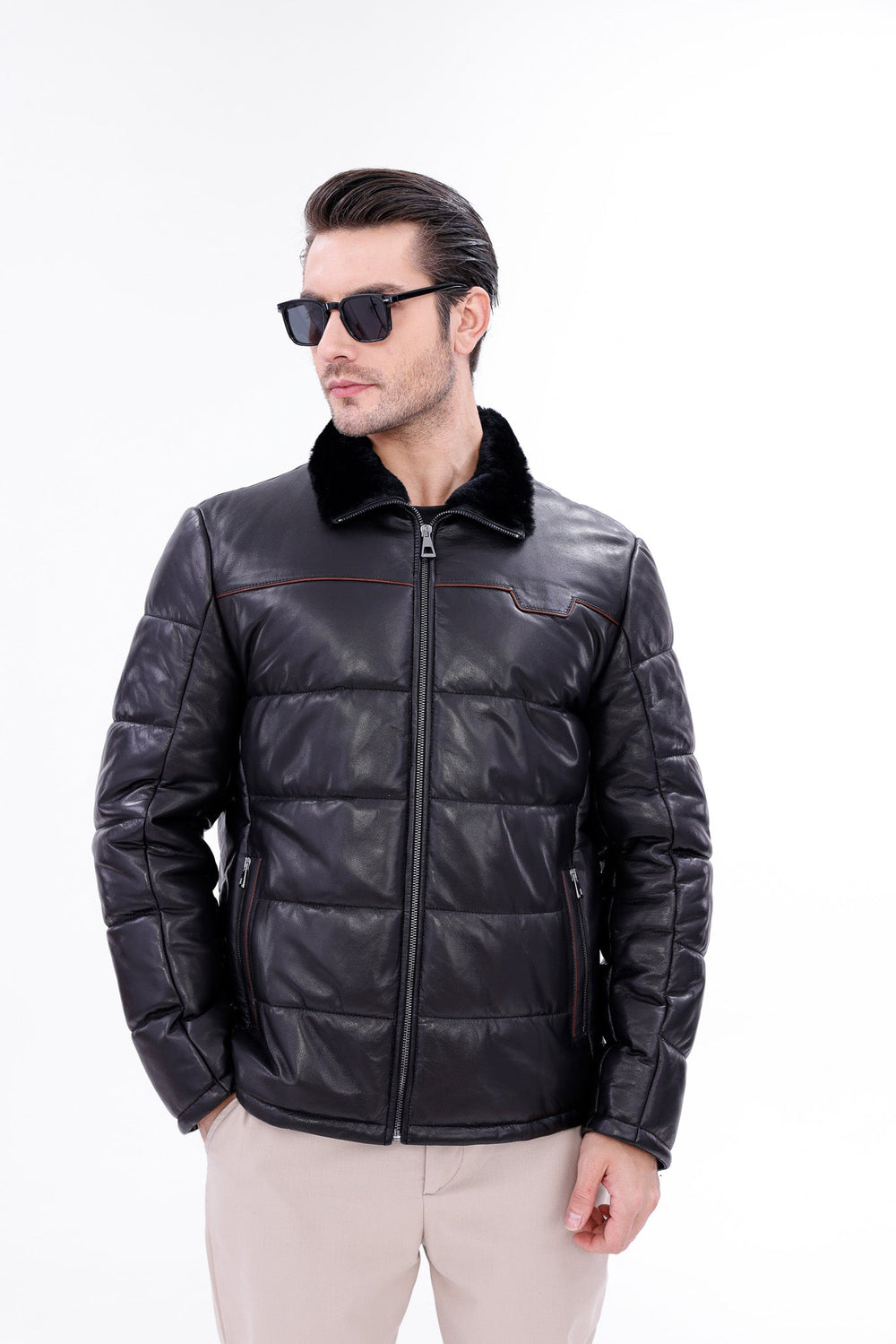 The Valtina Black Shearling Jacket - Vinci Leather