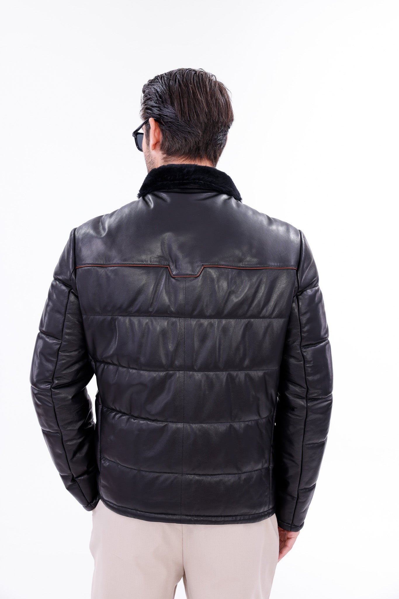 The Valtina Black Shearling Jacket - Vinci Leather