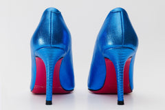 The Maple Sax Blue Leather Pump Fuchsia Sole Shoe - Vinci Leather