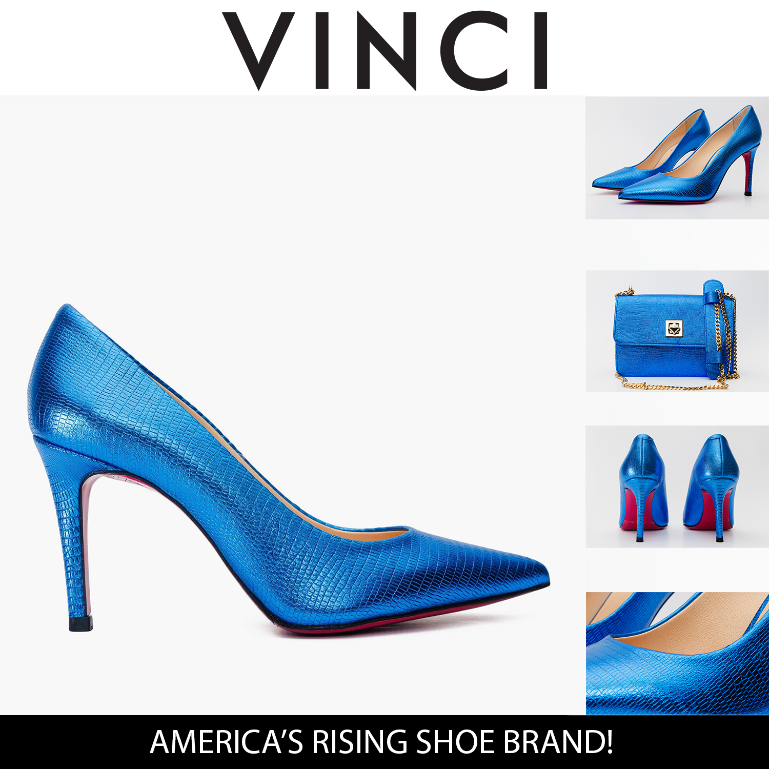 The Maple Sax Blue Leather Pump Fuchsia Sole Shoe - Vinci Leather