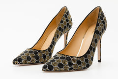 The Bolu Black Gold Glitter Leather Pump Shoe - Vinci Leather