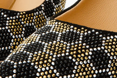 The Bolu Black Gold Glitter Leather Pump Shoe - Vinci Leather