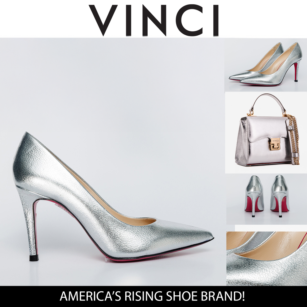 The Ege Silver Leather Pump Fuchsia Sole Shoe - Vinci Leather