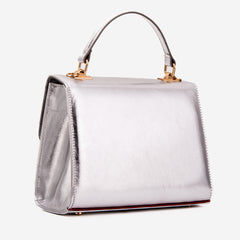The Ege Silver Leather Handbag - Vinci Leather