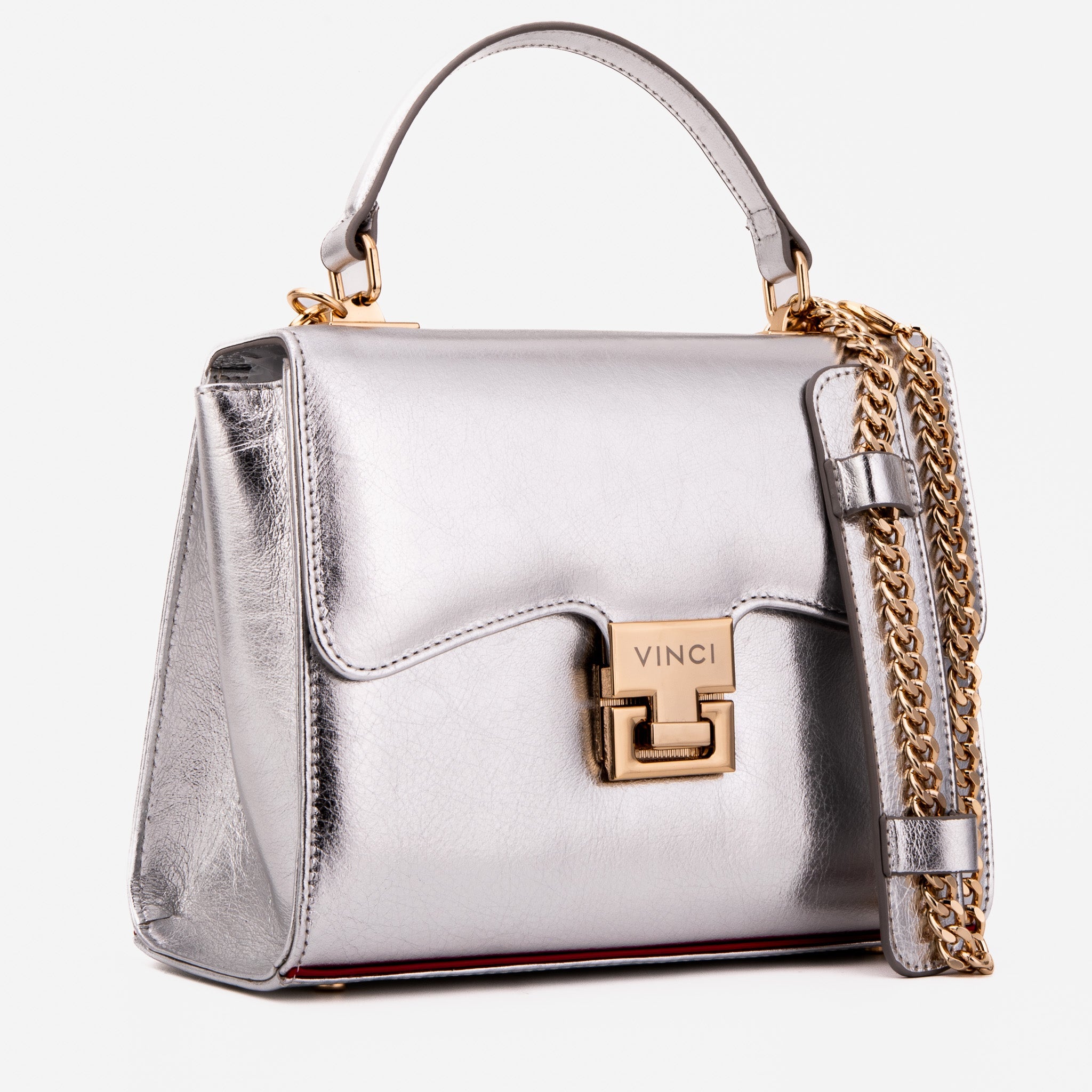 The Ege Silver Leather Handbag - Vinci Leather
