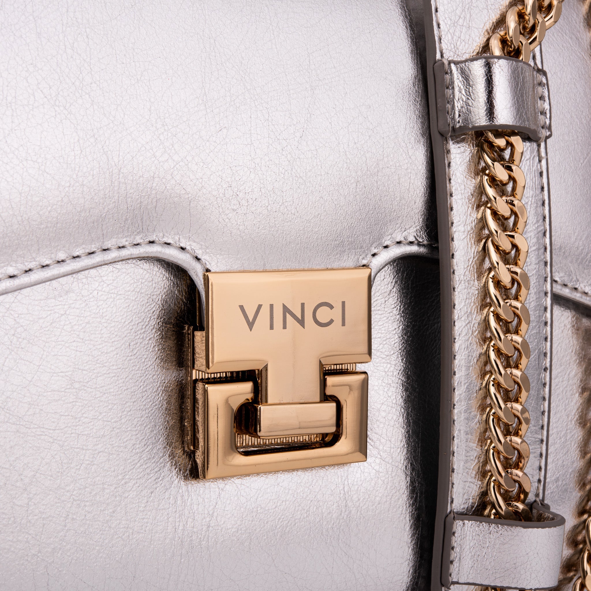 The Ege Silver Leather Handbag - Vinci Leather