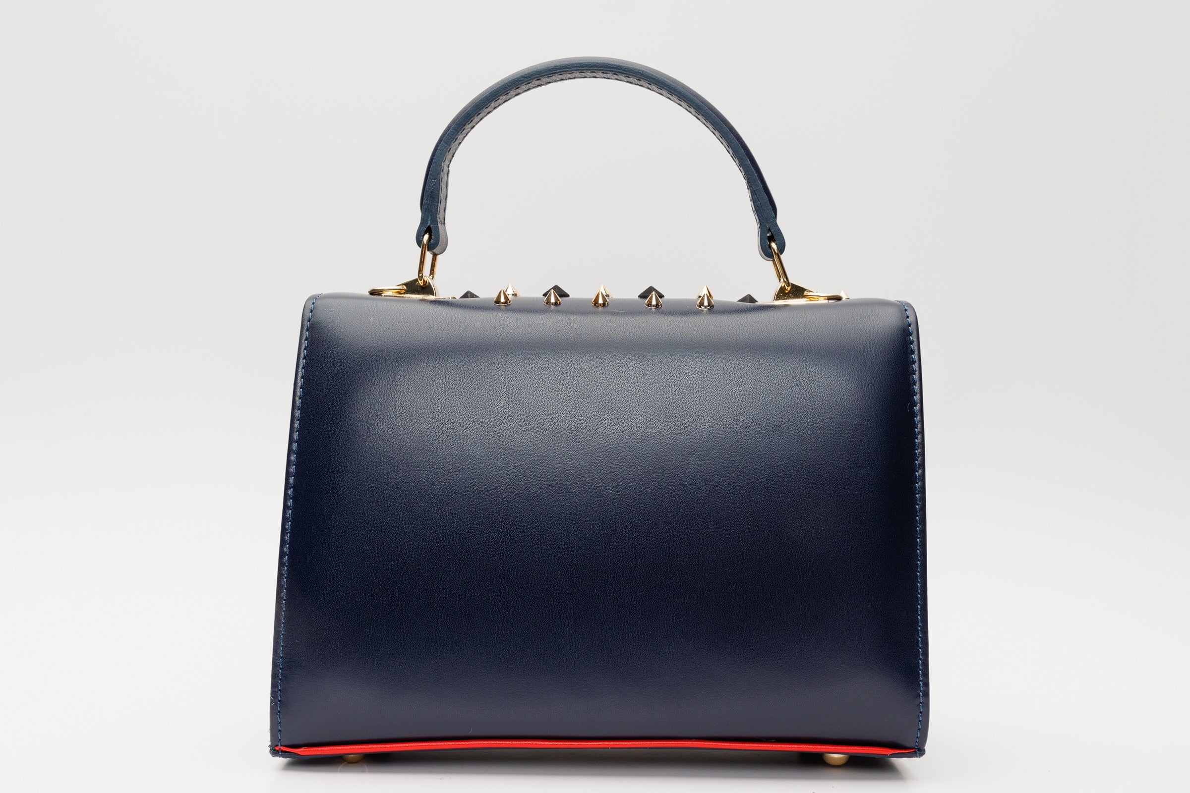 The Infanta Navy Blue Spike Leather Handbag - Vinci Leather