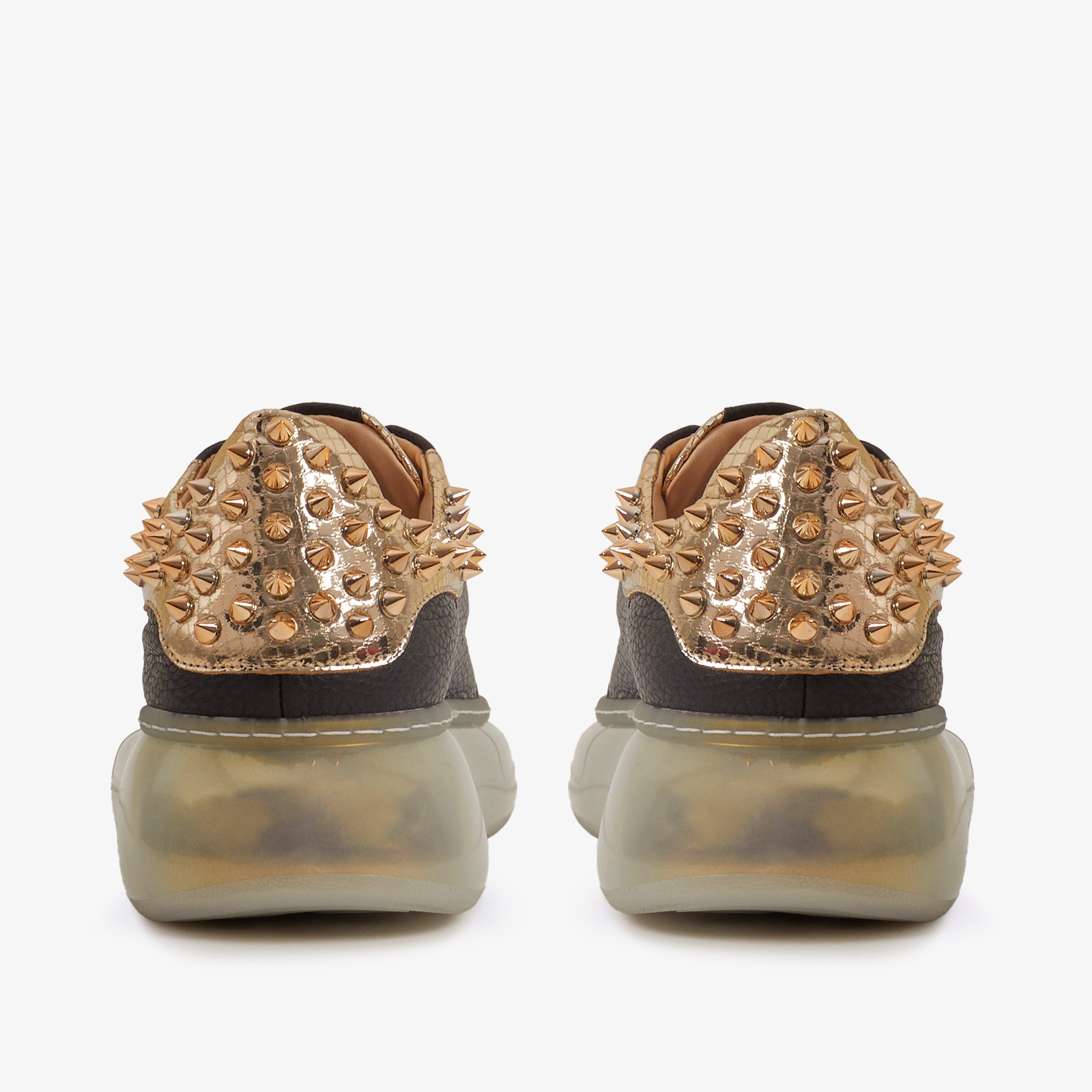 The Venezia Gold Black Leather Sneaker - Vinci Leather