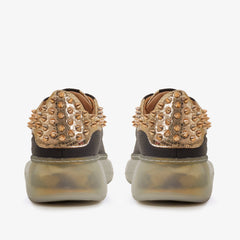 The Venezia Gold Black Leather Sneaker - Vinci Leather