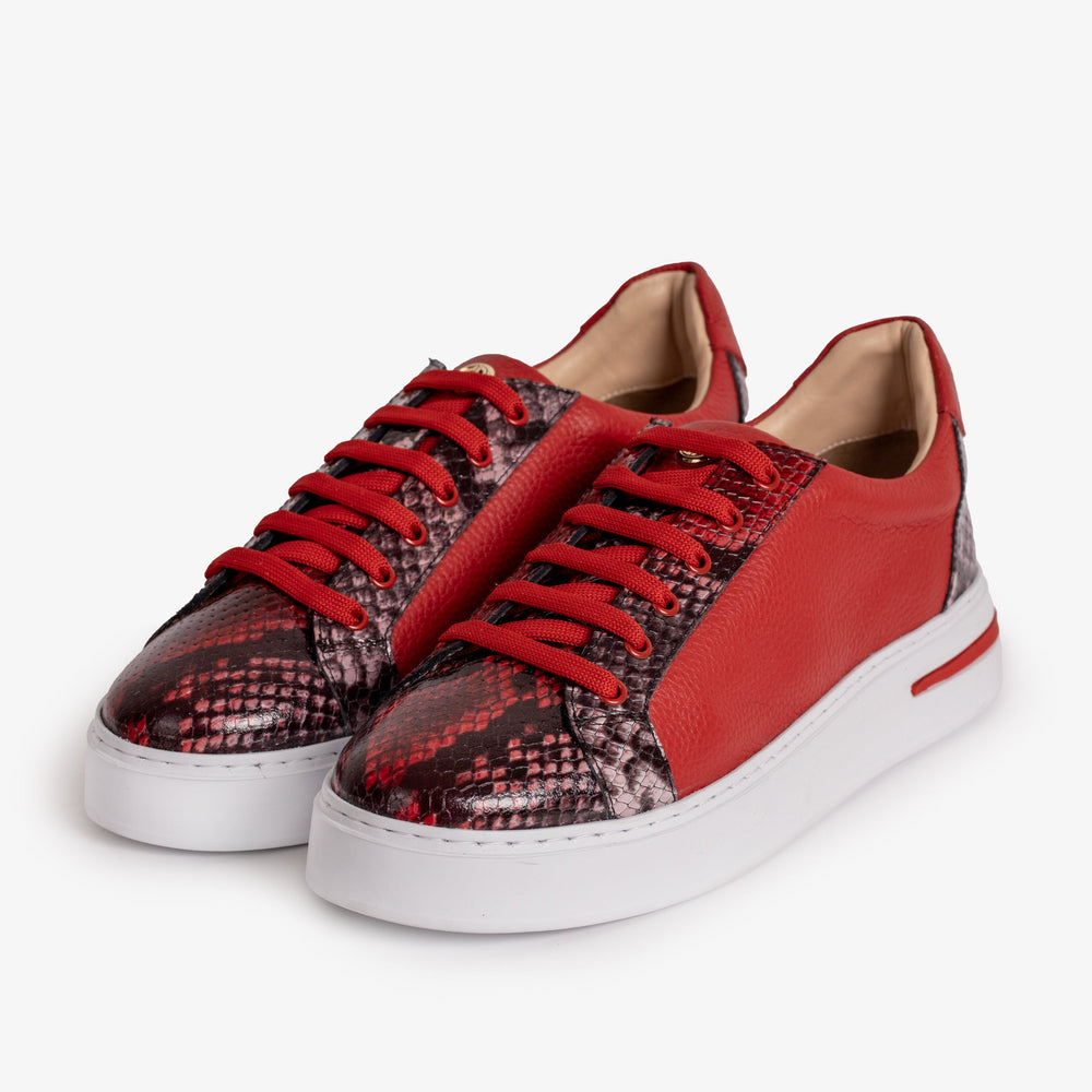 The Burano Red Leather Sneaker - Vinci Leather